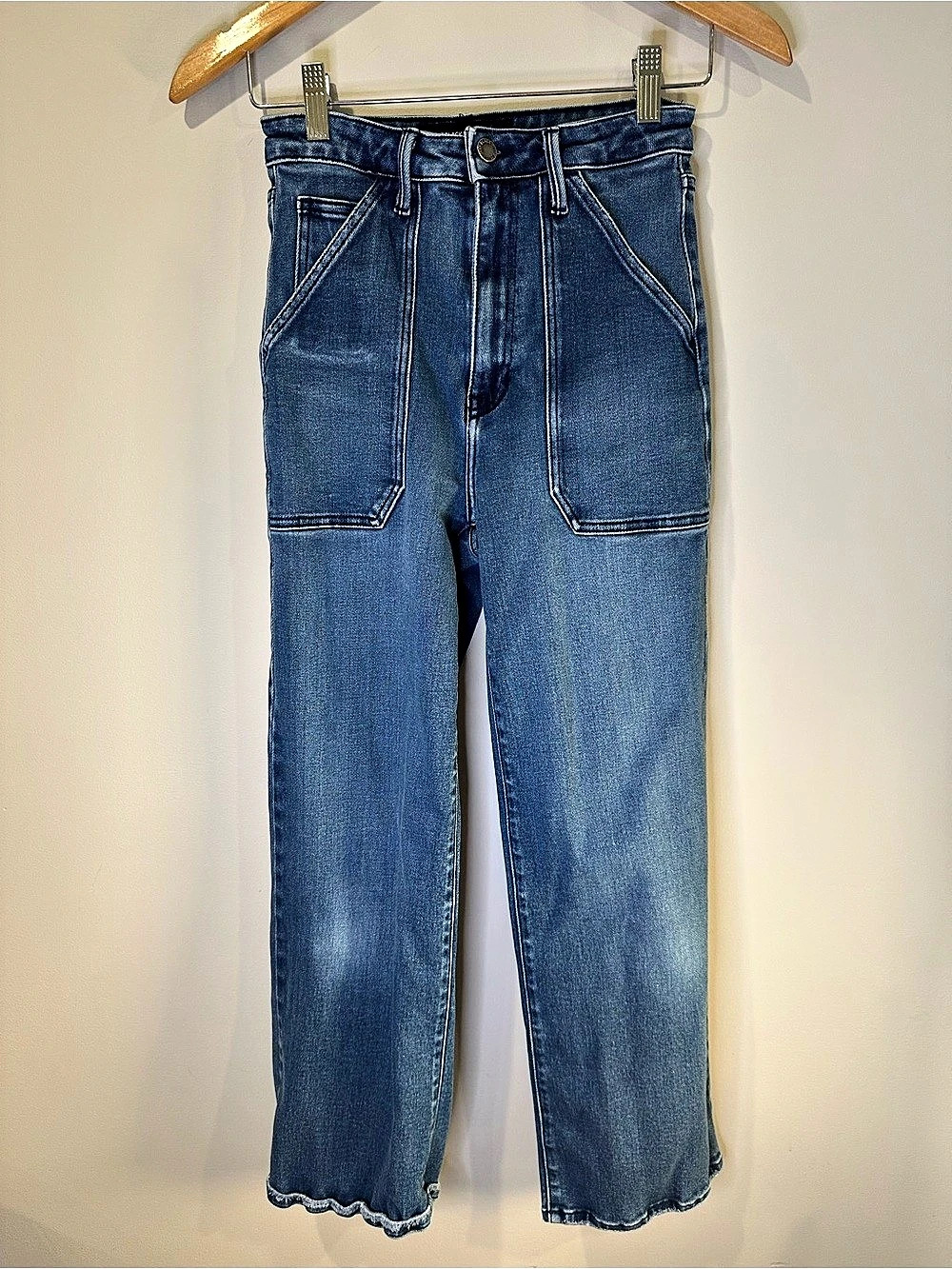 Just Black Denim High Rise The Nautical Wide Leg Crop Jeans Blue Size 25